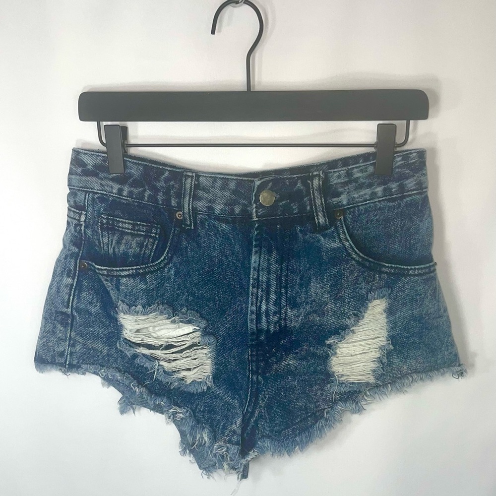 Forever 21, Ripped Cheeky Denim Shorts Size 27